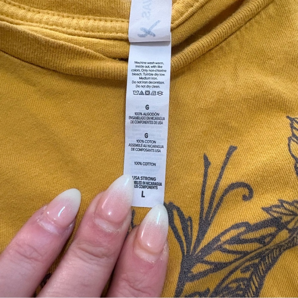Oversized Mustard Yellow “Sweet as Honeydew” Graphic Crop Top L Short Sleeves - Picture 3 of 7